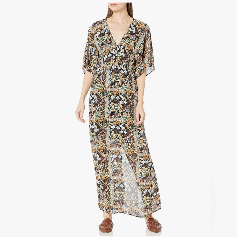 Chic Bohemian Maxi Dress in Black and Brown